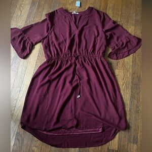 Maurice’s Burgundy Dress with Ruffle Sleeves